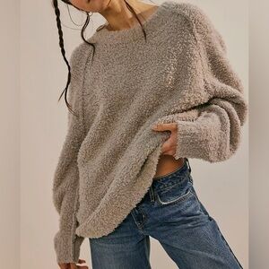 Free People Teddy Sweater Tunic in silver cloud size medium